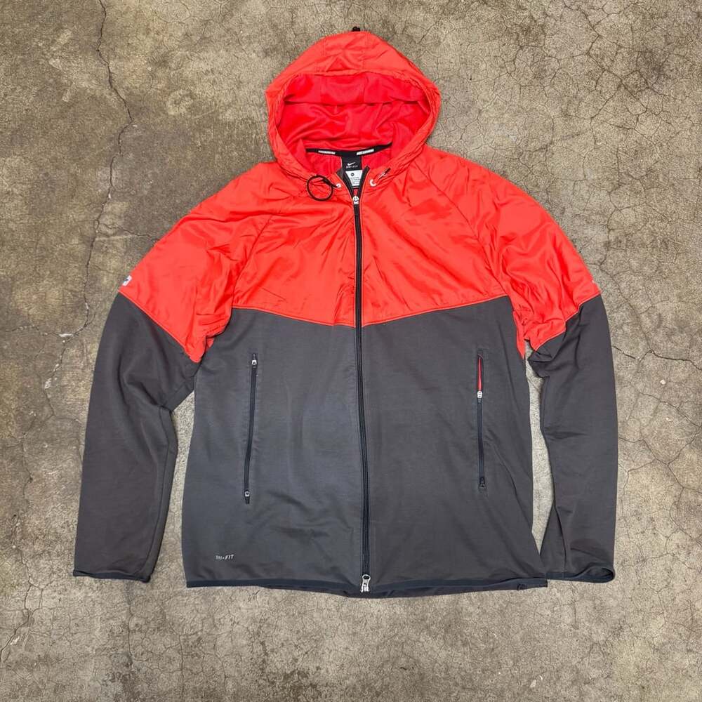 Nike Dri-Fit Hooded Jacket Size XL burnt orange Dark Grey Windbreaker